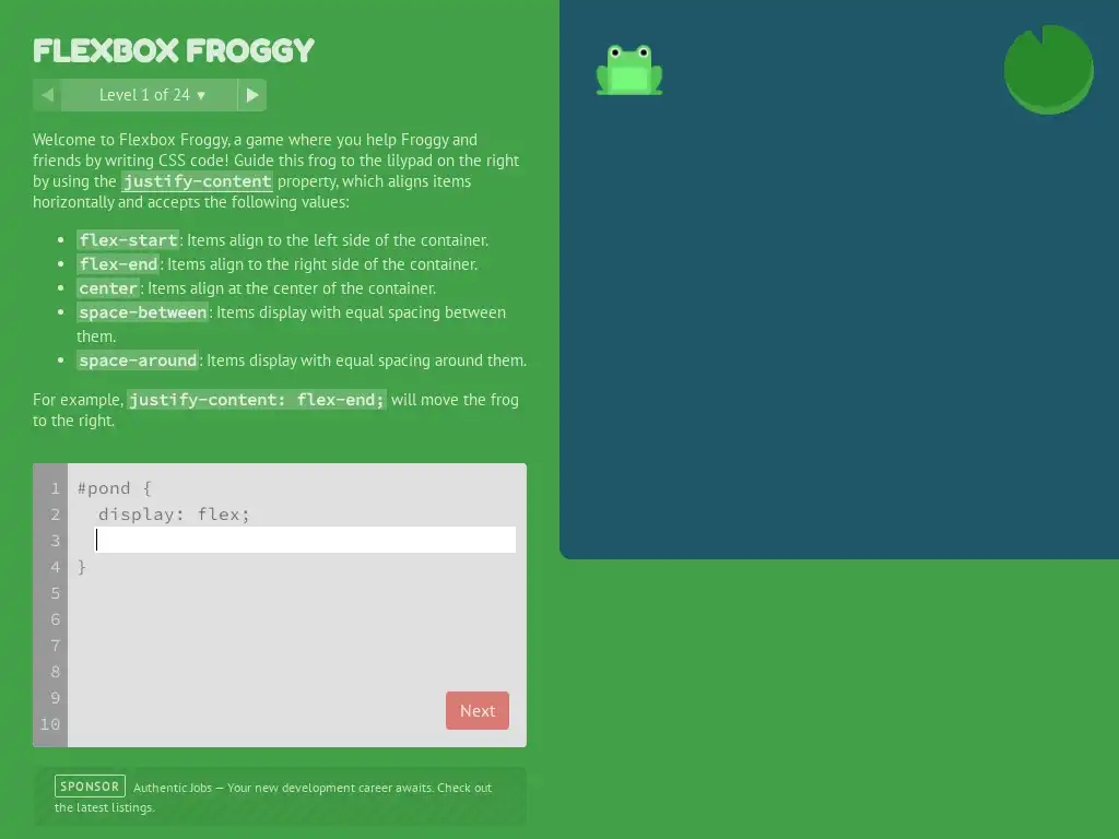 Photo of resource Flexbox Froggy